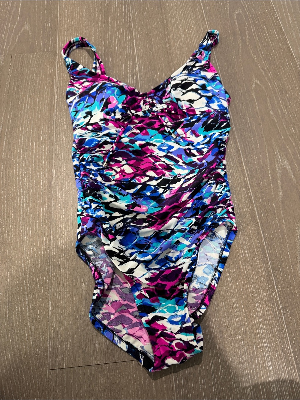 Women’s One-Piece Swimsuit - Vibrant Pink & Blue Print